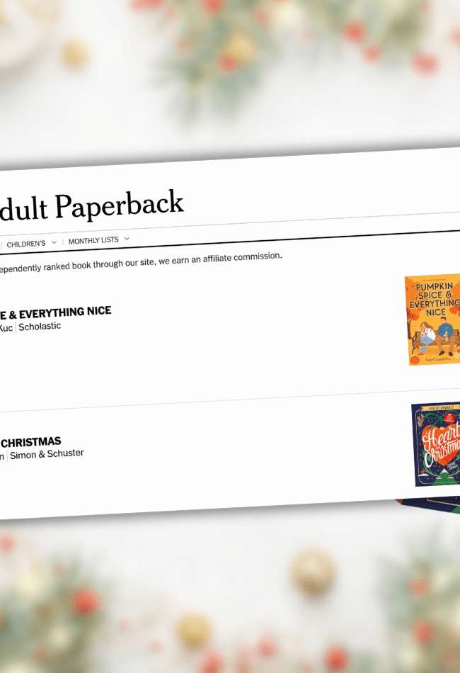 Un coeur pour Noël dans la liste des bestellers du New York Times