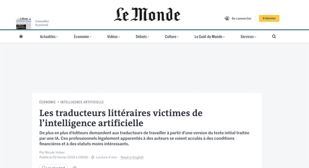 Le monde évoquait déjà l'utilisation de l'IA dans cet article