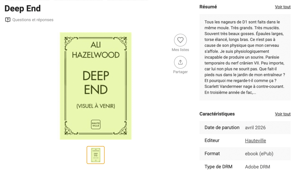 Deep End d'Ali hazelwood est apparu sur certains sites