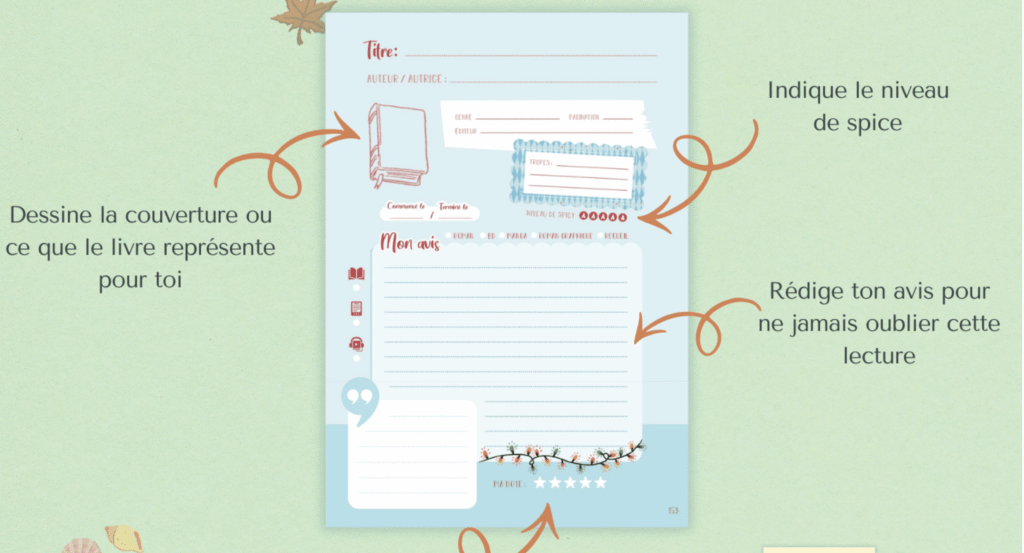 Intérieur carnet de lecture au fil des saisons
