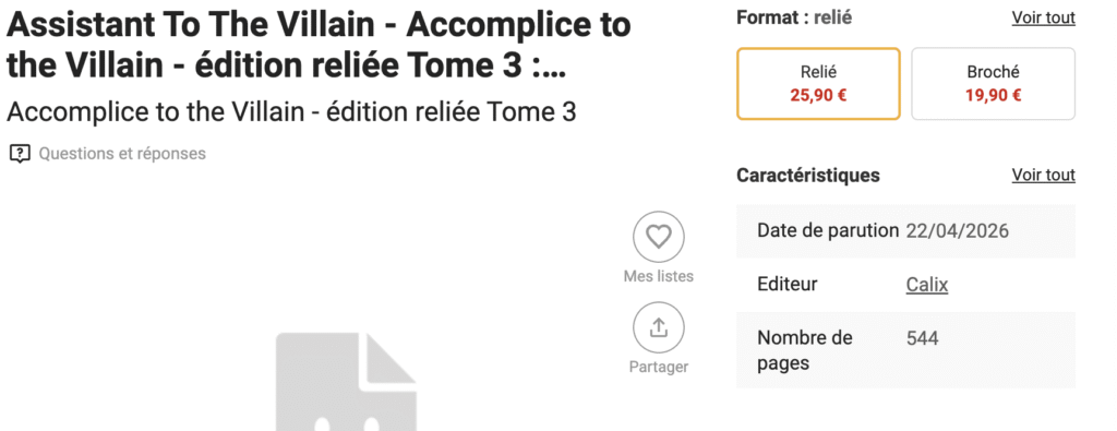 La sortie d'Accomplice to the villain se confirme en version française