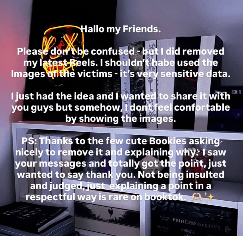 Les excuses de la créatrice de contenu